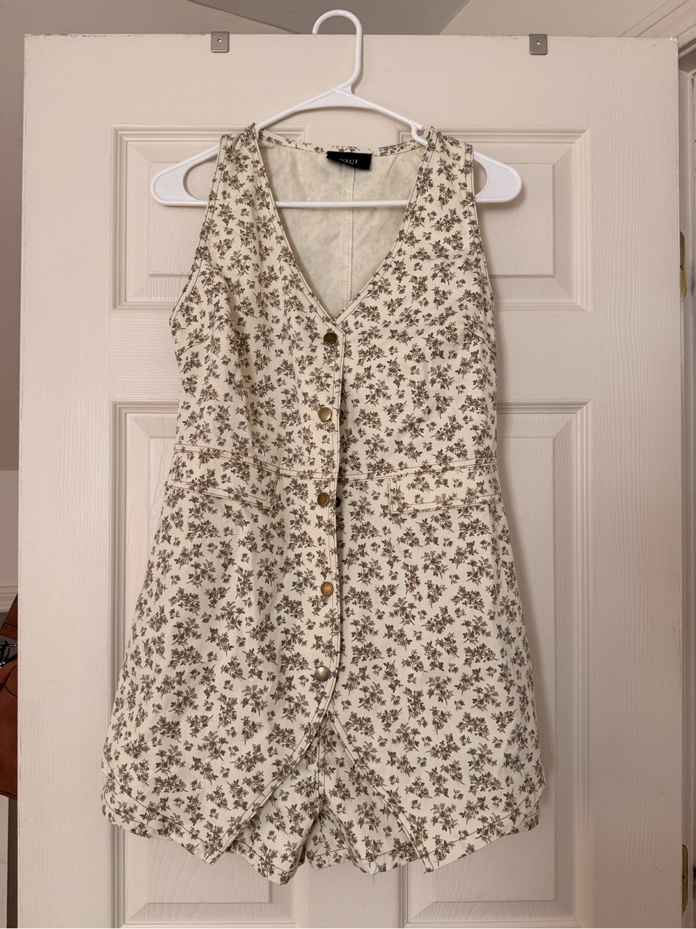 Vici Cream Floral Button Romper Dress